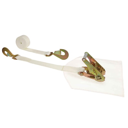 Us Cargo Control 2" x 16' White Tent Ratchet Strap w/ Cover & 5K Twisted Snap Hooks 5416TSH33-WHT-WRP